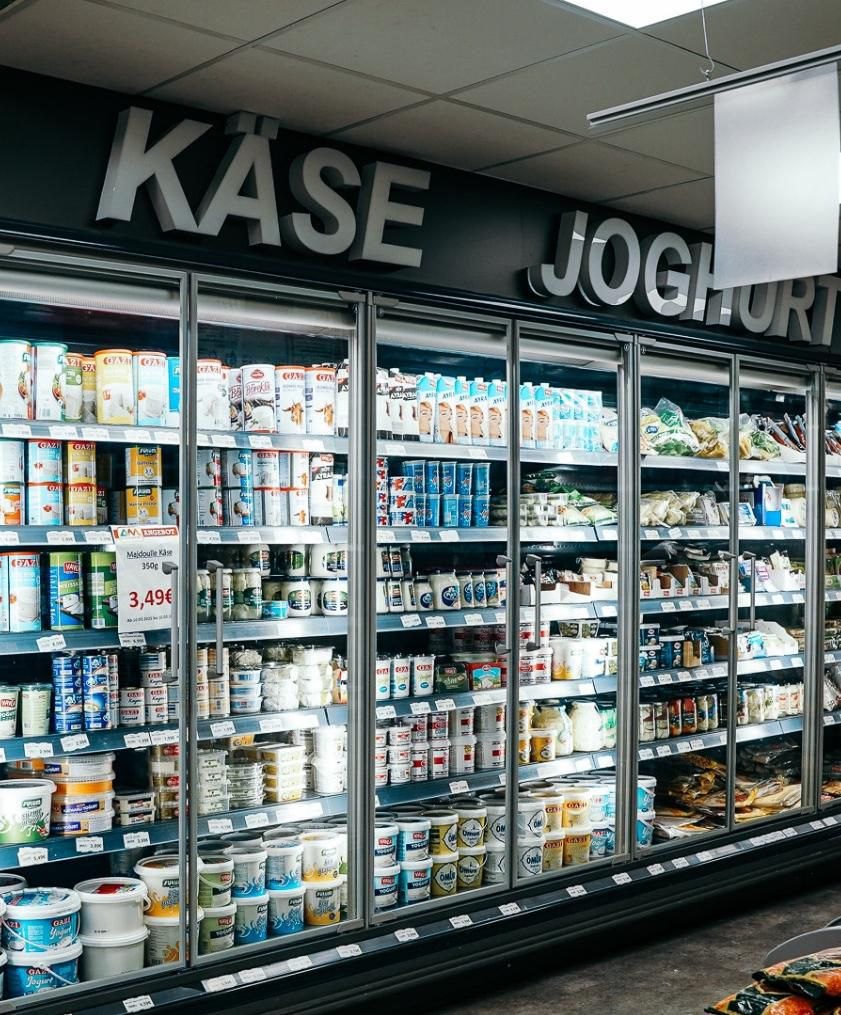 Dairy and yogurt refrigerators at Aliman Markt